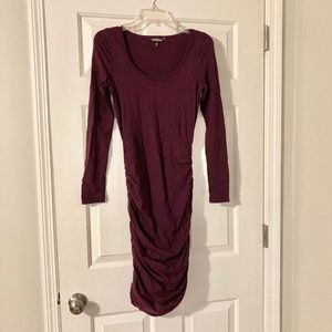 Express Long Sleeve Ruched Bodycon Dress